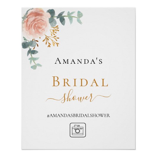 Brautparty Blüte Rose Goldblume Eukalyptus Poster (Vorderseite)