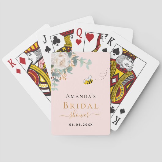 Brautparty Blütenblättrige Eukalyptusbiene Rose Ro Spielkarten (Rückseite)