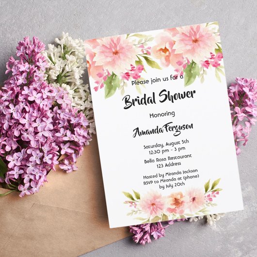 Brautparty Blütenflora Grün Einladung