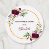 Brautparty-Blütengold-Bordeaux Geschenkanhänger (Rückseite)