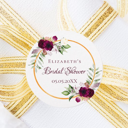 Brautparty-Blütengold-Bordeaux Geschenkanhänger