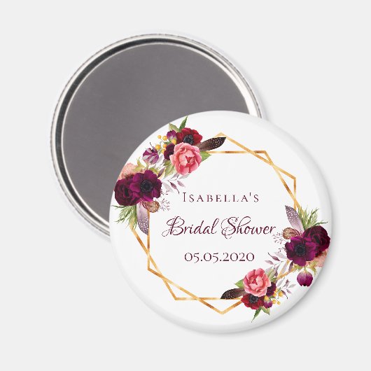 Brautparty Blütengoldgeo Magnet (Vorderseite/Rückseite)