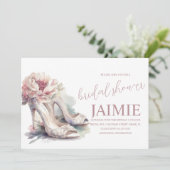 Brautparty Blütenröhre Rosa Einladung (Stehend Vorderseite)