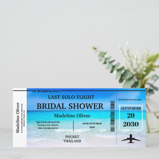 Brautparty Boarding Pass Letzte Solo Flug (Stehend Vorderseite)