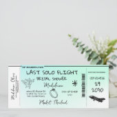 Brautparty Boarding Pass Letzte Solo Flug Blau Einladung (Stehend Vorderseite)