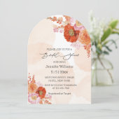 Brautparty-Bogen für moderne, orangefarbene Blume Einladung (Stehend Vorderseite)