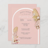 Brautparty Bohemisch getrocknet Palm & Pompas Gras Einladung (Vorne/Hinten)