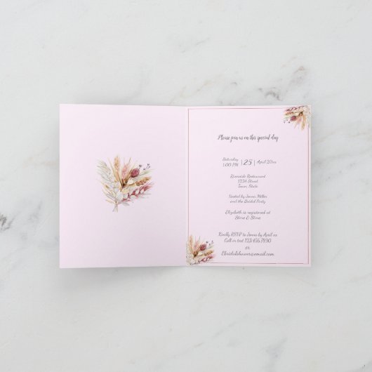 Brautparty BoHo-Blume Einladung (Innenseite)