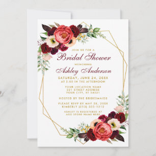 Brautparty Boho Burgundy Floral Invite GB Einladung