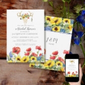 Brautparty BOHO Deer Skull Antler w Sonnenblumen Einladung