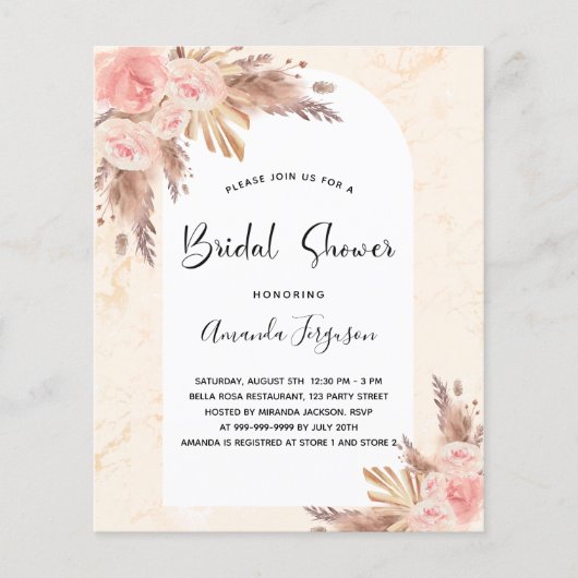 Brautparty Boho Pampas Gras Rose Gold (Vorderseite)