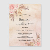 Brautparty boho Pampas Gras Rose Gold Luxus Magneteinladung (Vorderseite)