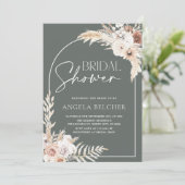Brautparty Boho pampas Grass Einladung (Stehend Vorderseite)