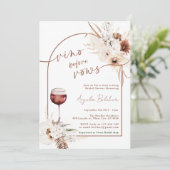 Brautparty Boho pampas Grass und Wein Einladung (Stehend Vorderseite)