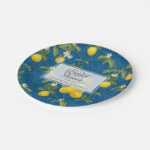 Brautparty BOHO Royal Blue Lemon Blume Citrus Pappteller (Schrägansicht)