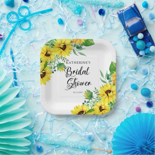 Brautparty Boho Sunflowers | Eukalyptus Paper P Pappteller (Party)