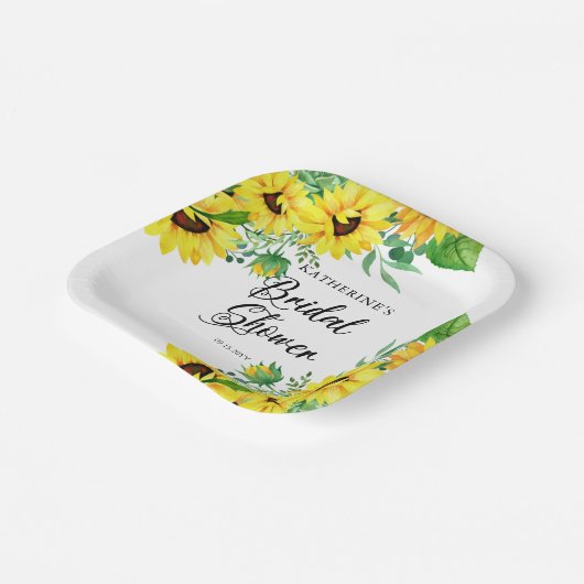 Brautparty Boho Sunflowers | Eukalyptus Paper P Pappteller (Gewinkelt)