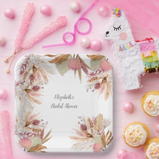 Brautparty BOHO Terracotta Pampas Grass Wheat Pappteller (Party)