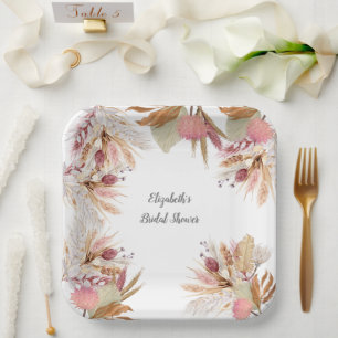 Brautparty BOHO Terracotta Pampas Grass Wheat Pappteller