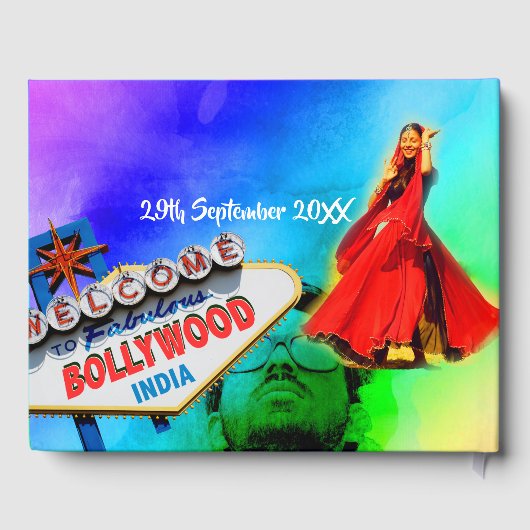 Brautparty Bollywood Indian Colorful Modern Gästebuch (Rückseite)