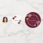 Brautparty Bordeaux-Blumengestein Foto Konfetti (Vorderseiten)