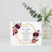 Brautparty bordeauxrot Rose Goldeinladung Postkarte (Stehend Vorderseite)