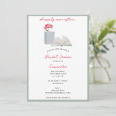 Brautparty Botanische Bücher und Bibliothek lesen Einladung (Stehend Vorderseite)