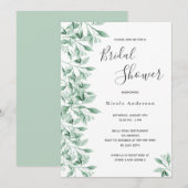 Brautparty botanische Grünschrift elegant Einladung (Vorne/Hinten)