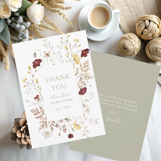 Brautparty botanischer Aquarellrahmen Dankeskarte