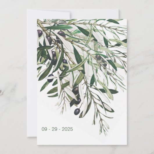 Brautparty Botanischer Grüner Olivenzweig Italiens Einladung (Rückseite)