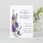Brautparty Botanischer Lavendel Lila Einladung (Stehend Vorderseite)