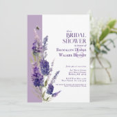 Brautparty Botanischer Lavendel Lila Einladung (Stehend Vorderseite)