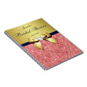 Brautparty Bow Guestbook Gold Coral Sequins Notizblock (Rechte Seite)
