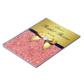 Brautparty Bow Guestbook Gold Coral Sequins Notizblock (Linke Seite)