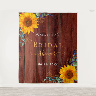 Brautparty Braunholz Sonnenblume rustikal Wandteppich