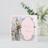 Brautparty-Braut u. Bräutigam, Tauben u. Glas mit Einladung (Stehend Vorderseite)