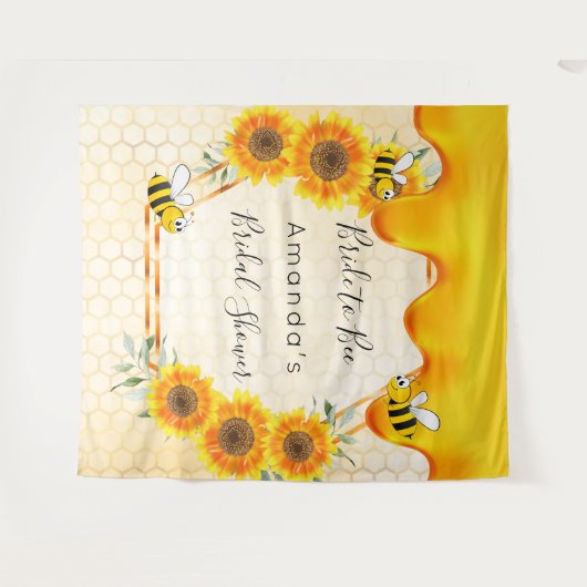 Brautparty Braut zu Bienen Honig Tropfen Sonnenblu Wandteppich (Vorderseite (Horizontal))