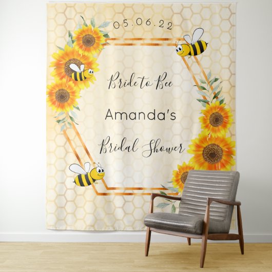 Brautparty Braut zu Bienenblumen Hummeln Wandteppich (Beispiel)