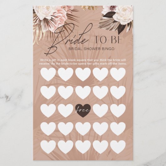 Brautparty Bride-to-be Bingo Chic Boho Florals (Vorderseite)