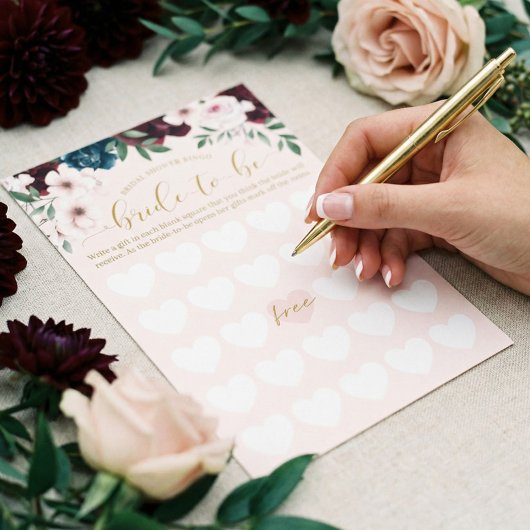 Brautparty Bride-to-be Bingo Wasserfarbe Florals