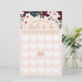 Brautparty Bride-to-be Bingo Wasserfarbe Florals (Stehend Vorderseite)