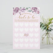 Brautparty Bride-to-be Bingo Wasserfarbe Florals (Stehend Vorderseite)