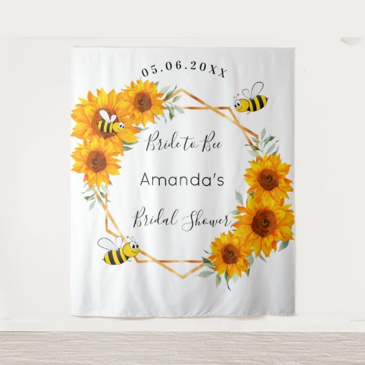 Brautparty Bride to bebe Sonnenblumen weiß Wandteppich (Vorderseite)