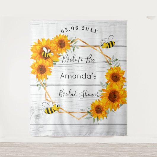 Brautparty Bride to bibe Sonnenblumen rustikales H Wandteppich (Vorderseite)