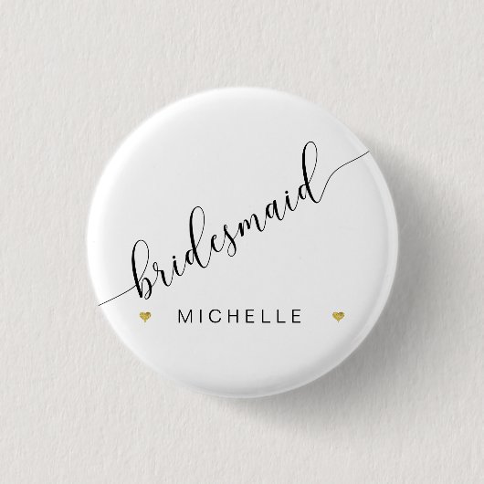 Brautparty Bridesmaid Script Simple Modern Heart Button (Vorderseite)