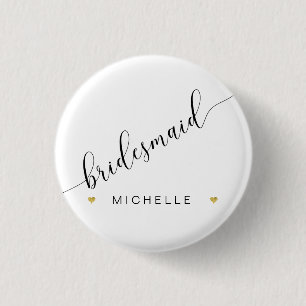 Brautparty Bridesmaid Script Simple Modern Heart Button