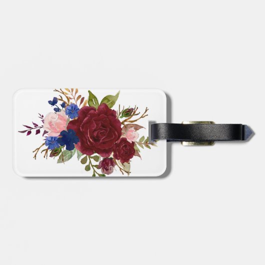 Brautparty Bridesmaids Gift Burgundy Blue Named Gepäckanhänger (Rückseite horizontal)