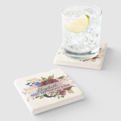 Brautparty Bridesmaids Gift Burgundy Blue Named Steinuntersetzer (Seitenansicht)