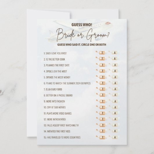 Brautparty Bridge & Groom Games Einladung (Vorderseite)