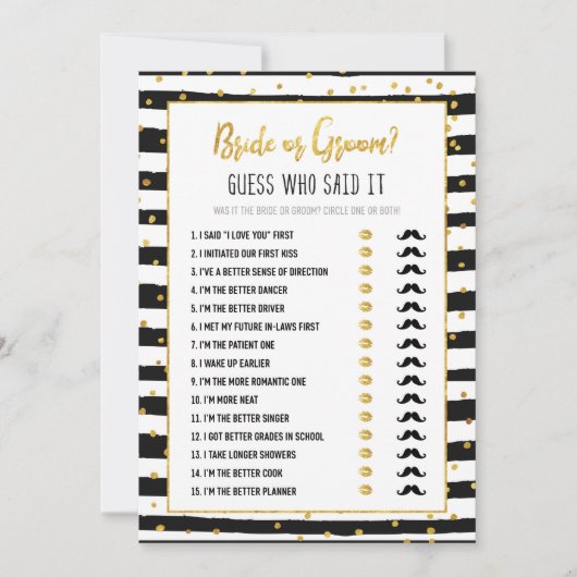 Brautparty Bridge oder Game | Gold Confetti Einladung (Vorderseite)